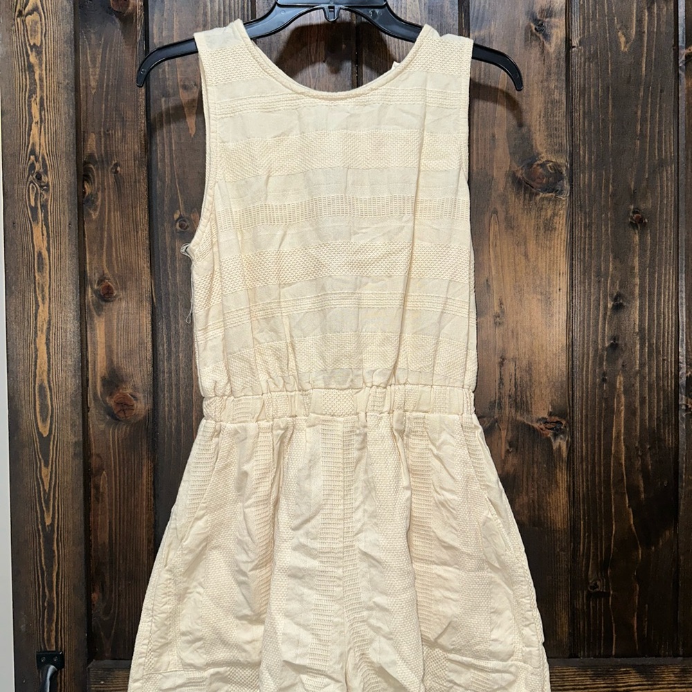 Sleeveless Cream Textured Romper